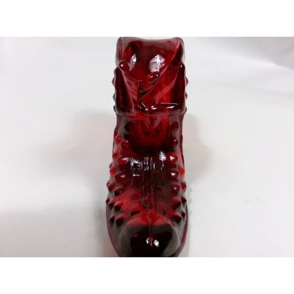 Vintage Fenton Ruby Red Amberina Hobnail Art Glass Cat Head Shoe Slipper - Picture 4 of 5